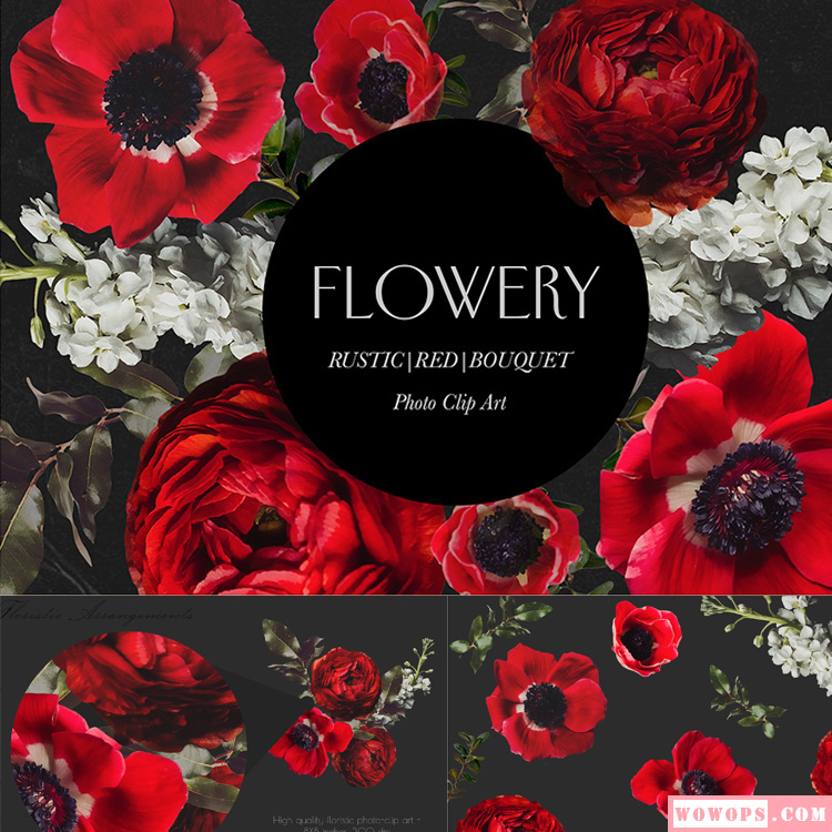红色朵罂粟花婚礼海报喷绘迎宾平面广告图片PNG免扣设计PS素材1