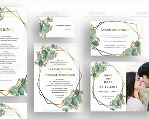 清新婚礼婚宴邀请函请帖请柬卡片电子版模板PSD分层设计素材下载